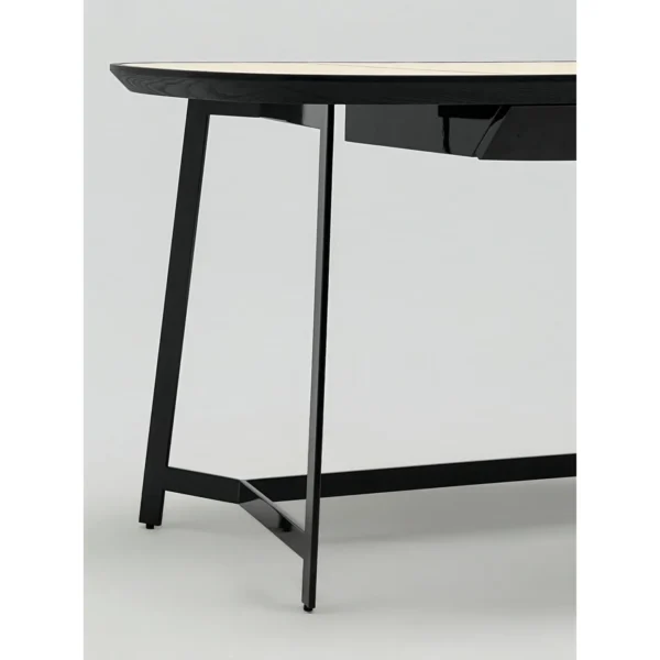 Cream Leather-Top Writing Desk in oatmeal — in a room setting