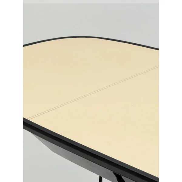 Cream Leather-Top Writing Desk in oatmeal — in a room setting