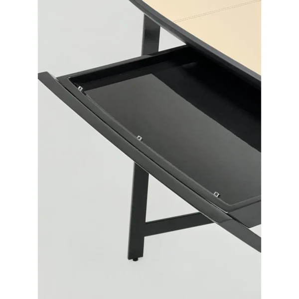 Cream Leather-Top Writing Desk in oatmeal — in a room setting