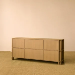 Italian Minimalist Oak Sideboard with Framed Panels in natural oak — front view