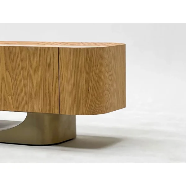 Italian Minimalist Oak TV Stand in natural oak — in a room setting