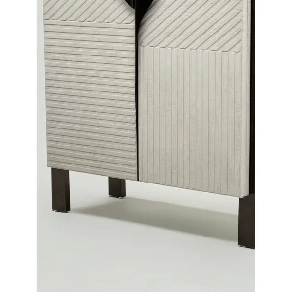 Italian Relief Leather Tall Cabinet in oatmeal — in a room setting