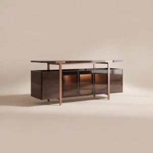Italian T Shape Metal Frame Sideboard in steel — front view