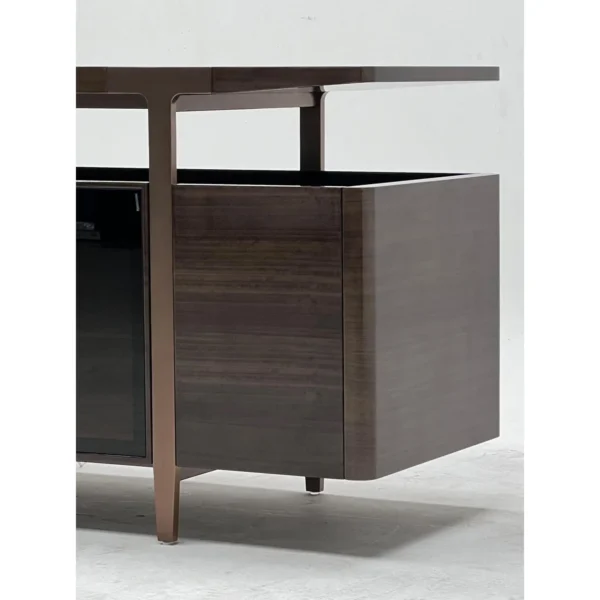 Italian T-Frame Sideboard with Lit Glass Centre in clay — in a room setting