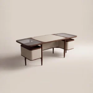 Walnut Executive Desk in walnut — front view
