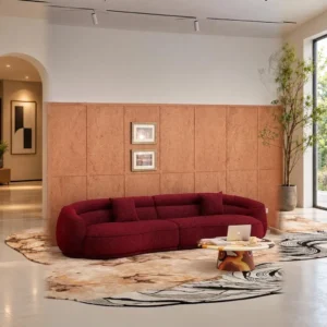 Chiman Wine Red Sofa in performance fabric — front view