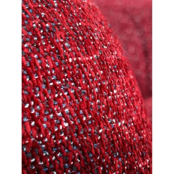 Chiman Wine Red Curved Modular Sofa in Silver-Thread Tweed — in a room setting