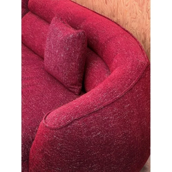Chiman Wine Red Curved Modular Sofa in Silver-Thread Tweed — in a room setting