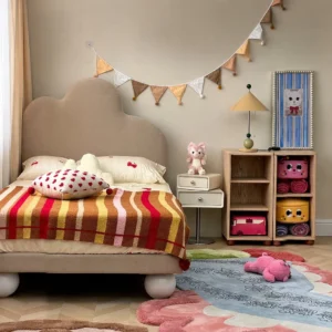 Cloud Kids Bed in Chenille — front view