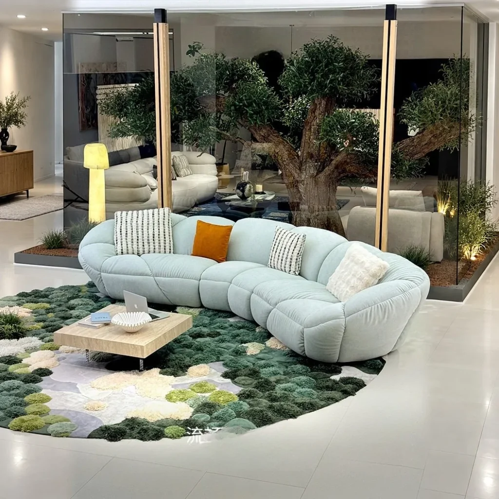 Cloud Petal Sofa in solid wood — front view