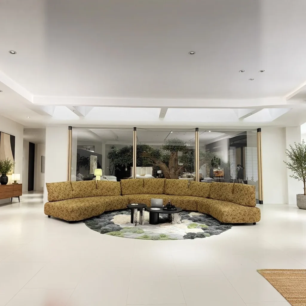 Double Sided Petal Sofa in stainless steel — front view