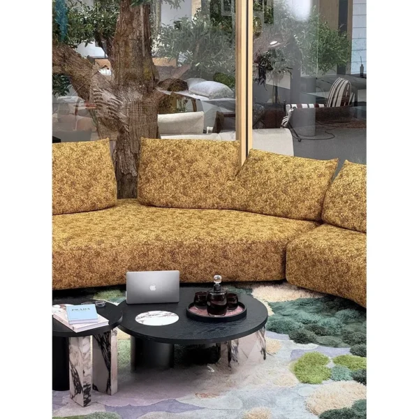 Double-Sided Petal Modular Sofa in olive — in a room setting