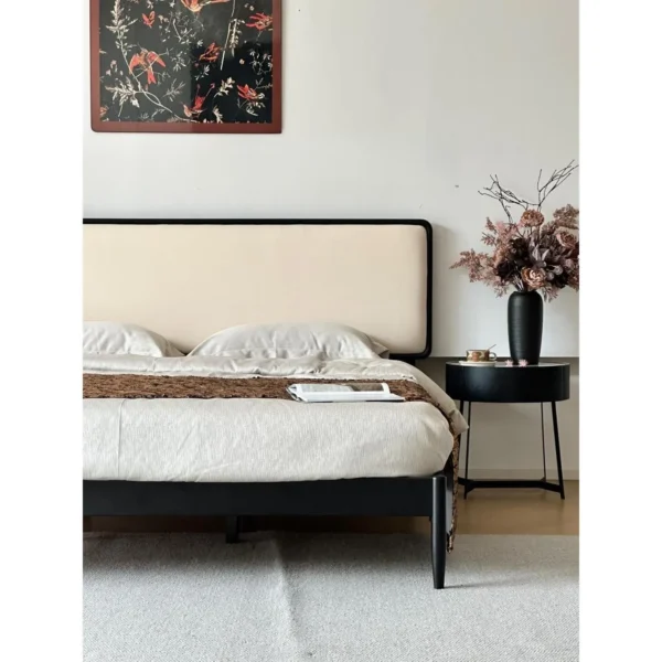 Jianxu Slim Black Beech Bed in black — in a room setting