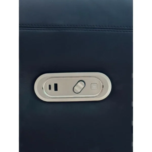 Matte Black Leather Electric Recliner with Rocking and USB in black — in a room setting