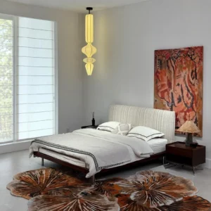 Qianxun Ribbed Fabric Bed with Ash Frame in oatmeal — front view