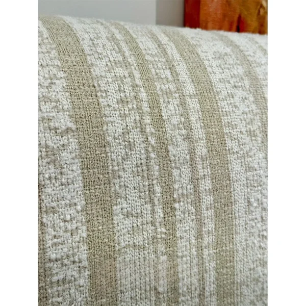 Qianxun Ribbed Fabric Bed with Ash Frame in oatmeal — in a room setting