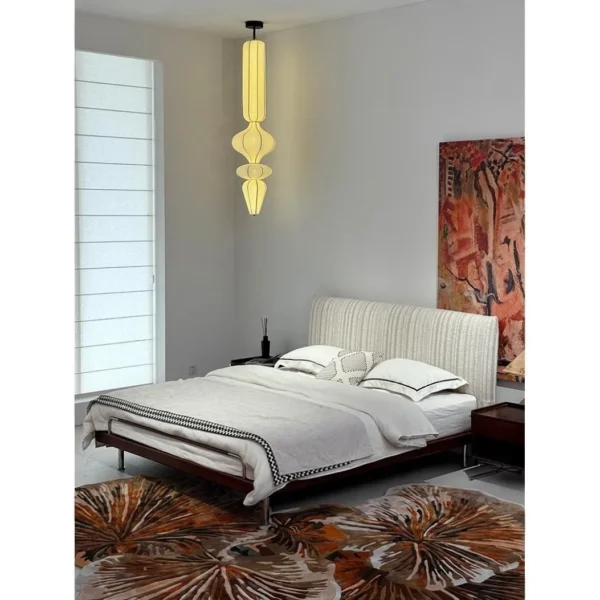 Qianxun Ribbed Fabric Bed with Ash Frame in oatmeal — in a room setting