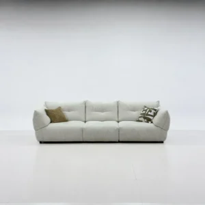Qingye Hand-Tufted Cloud Sofa in Oatmeal Fabric, 240 cm — front view