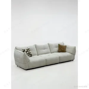 Qingye Hand-Tufted Cloud Sofa in Oatmeal Fabric, 240 cm — in a room setting