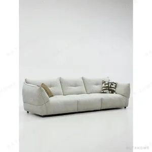Qingye Hand-Tufted Cloud Sofa in Oatmeal Fabric, 240 cm — in a room setting