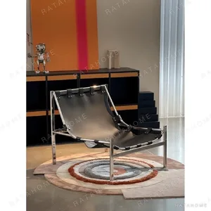 Rongqiu Caramel Chenille Lounge Chair on Steel Frame, 80 cm in rust — in a room setting