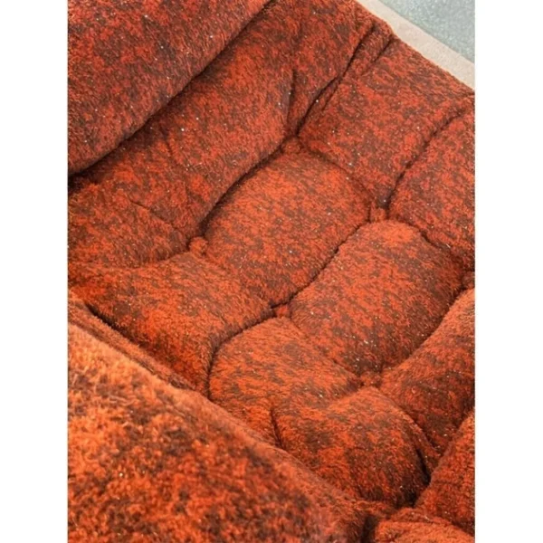 Rongqiu Caramel Chenille Lounge Chair on Steel Frame, 80 cm in rust — in a room setting