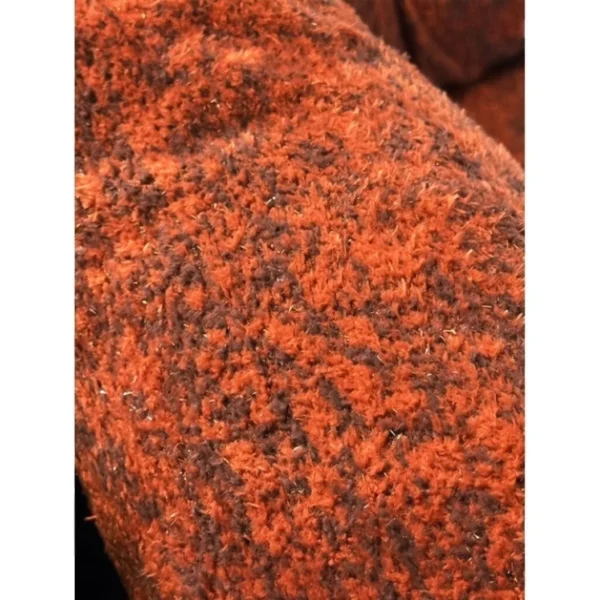 Rongqiu Caramel Chenille Lounge Chair on Steel Frame, 80 cm in rust — in a room setting