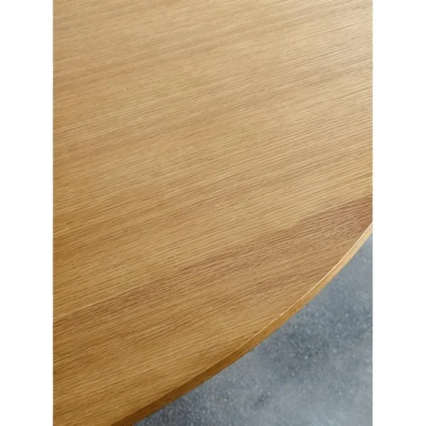 Shiqiu Round Oak Dining Table on Crimson Cross Base in natural oak — in a room setting