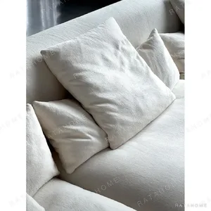 Skirt Sofa in White Linen with Removable Draped Cover — in a room setting