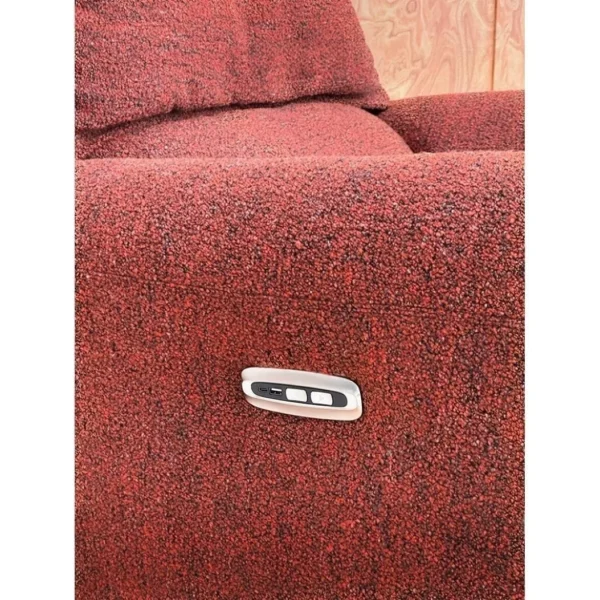 Sorrento Electric Rocking Swivel Recliner in Linen, 96 cm — in a room setting