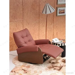 Tosca Tufted Leather Electric Recliner in Brick Red — in a room setting