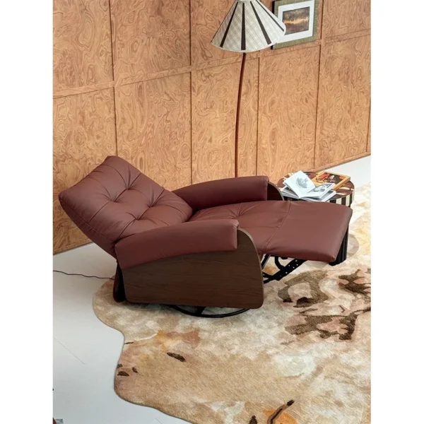 Tosca Tufted Leather Electric Recliner in Brick Red — in a room setting