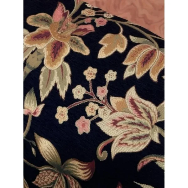 Wantang Black Ash Lounge Chair in Dark Floral Chenille — in a room setting