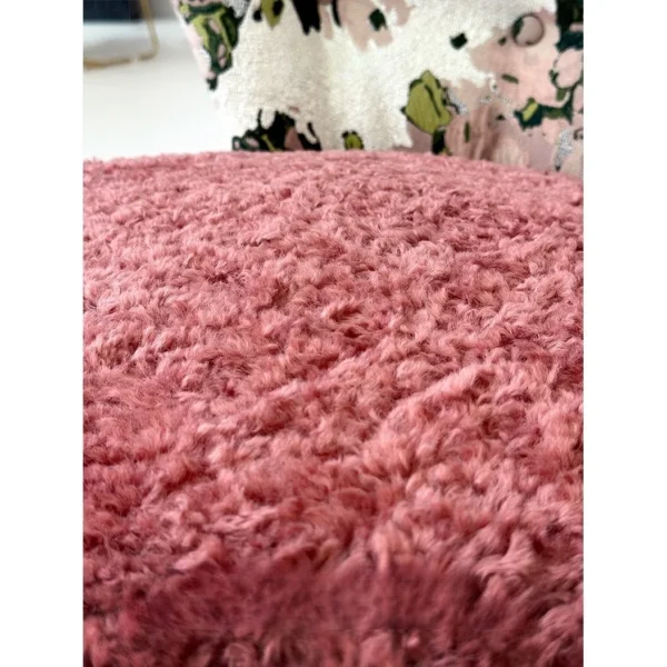 Woolf Rose Jacquard and Pink Bouclé Lounge Chair in rose stone — in a room setting
