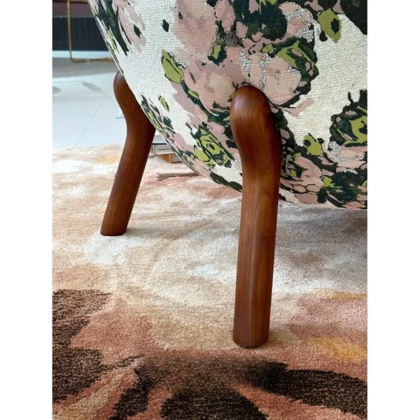 Woolf Rose Jacquard and Pink Bouclé Lounge Chair in rose stone — in a room setting