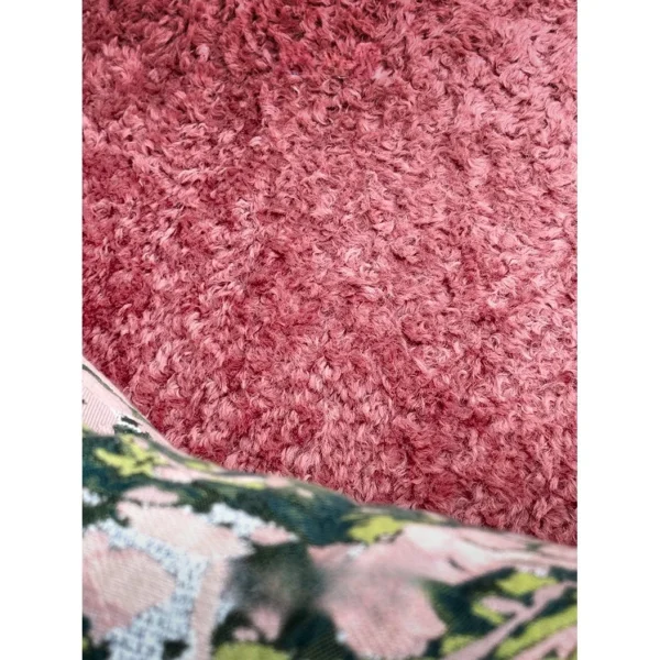Woolf Rose Jacquard Lounge Chair with Pink Velvet Seat in rose stone — in a room setting