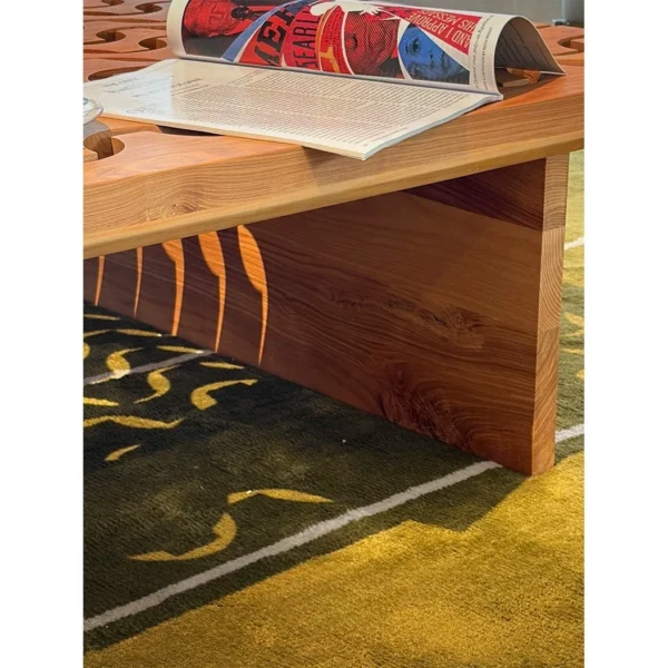 Yunyi Ripple Square Coffee Table with Open Wave Top, 100 cm in natural oak — in a room setting