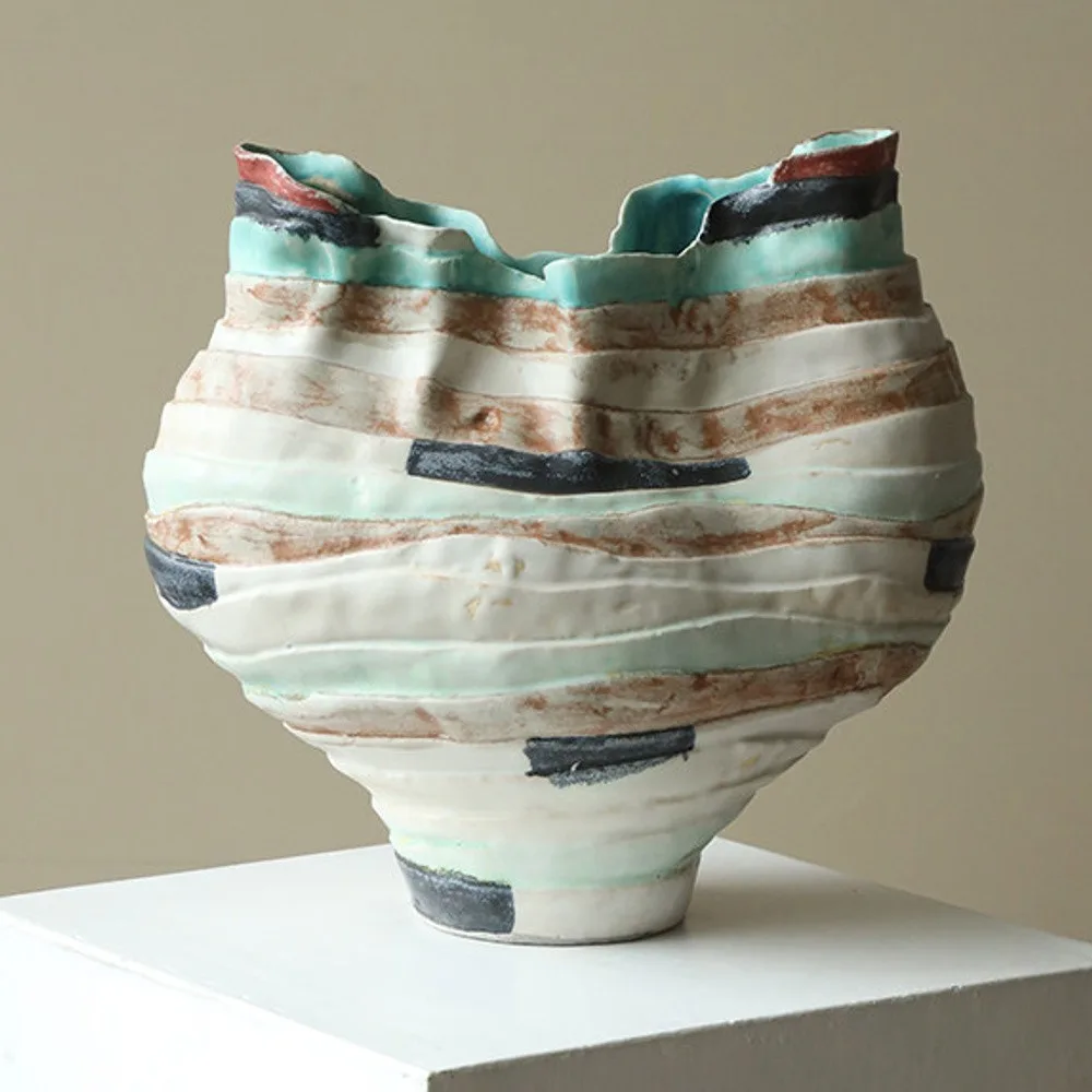 Reef and Sea Layered Ceramic Vessel, Jingdezhen in multicolour — front view