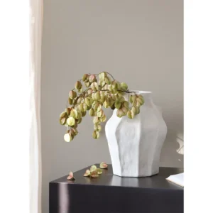 Jingdezhen Faceted Sand-Texture Art Vessel, Short or Tall in ivory — in a room setting