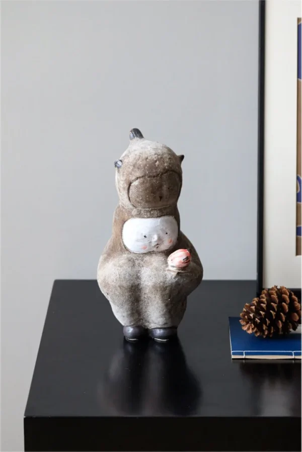 Jingdezhen Hand-Made Doll Ceramic Sculpture in clay — in a room setting