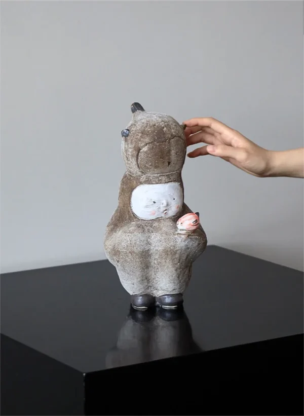 Jingdezhen Hand-Made Doll Ceramic Sculpture in clay — in a room setting