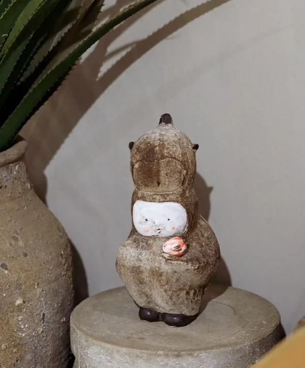 Jingdezhen Hand-Made Doll Ceramic Sculpture in clay — in a room setting