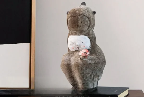 Jingdezhen Hand-Made Doll Ceramic Sculpture in clay — in a room setting