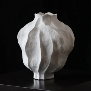 Jingdezhen White Lobed Floor Vase, Large in ivory — front view