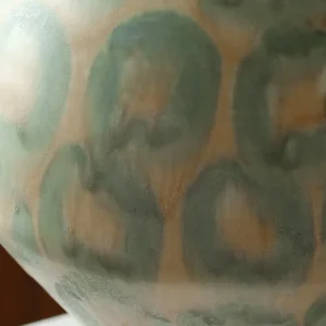 Jingdezhen Celadon Circle Pattern Round Jar Vase, Large in olive — in a room setting