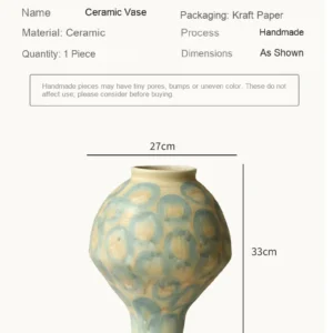 Jingdezhen Celadon Circle Pattern Round Jar Vase, Large in olive — dimensions