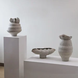 Jingdezhen Matte Grey Gradient Wabi-Sabi Jar Vases, Large in slate — front view