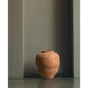 Jingdezhen Terracotta Wabi-Sabi Floor Vase in rust — in a room setting
