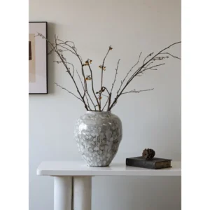 Jingdezhen Mottled Grey Large Floor Jar Vase in slate — in a room setting