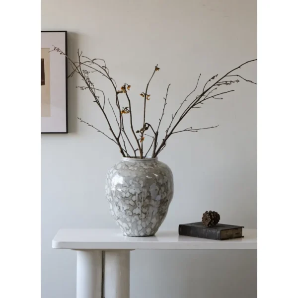 Jingdezhen Mottled Grey Large Floor Jar Vase in slate — in a room setting